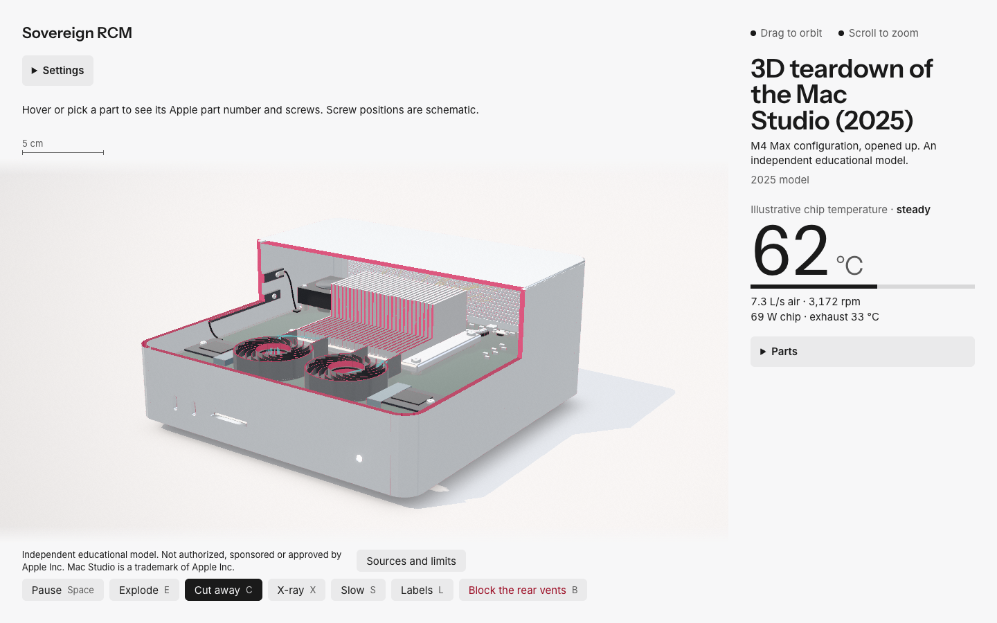 A three-quarter view of the educational Mac Studio reference model.